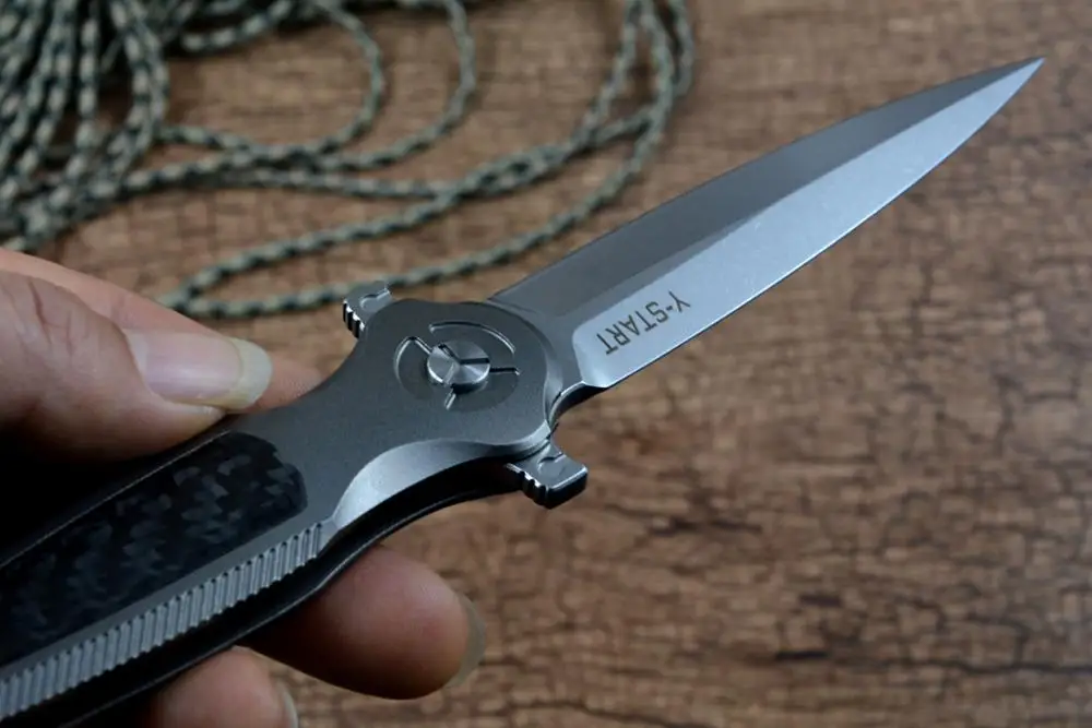 Y-STARTE Nye Flipper Jagt Udendørs Kniv D2 Folde Dolk Lomme Knive Af EDC Gave Titanium Håndtag med CF LK5022D