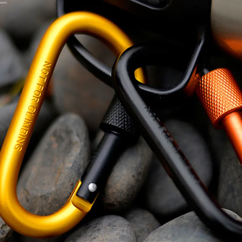 10pieces 8cm Aluminium Karabinhage D-Ring Key Chain Clip udendørs klatring rygsæk karabin Camping Nøglering Snap Krog Udendørs Kit