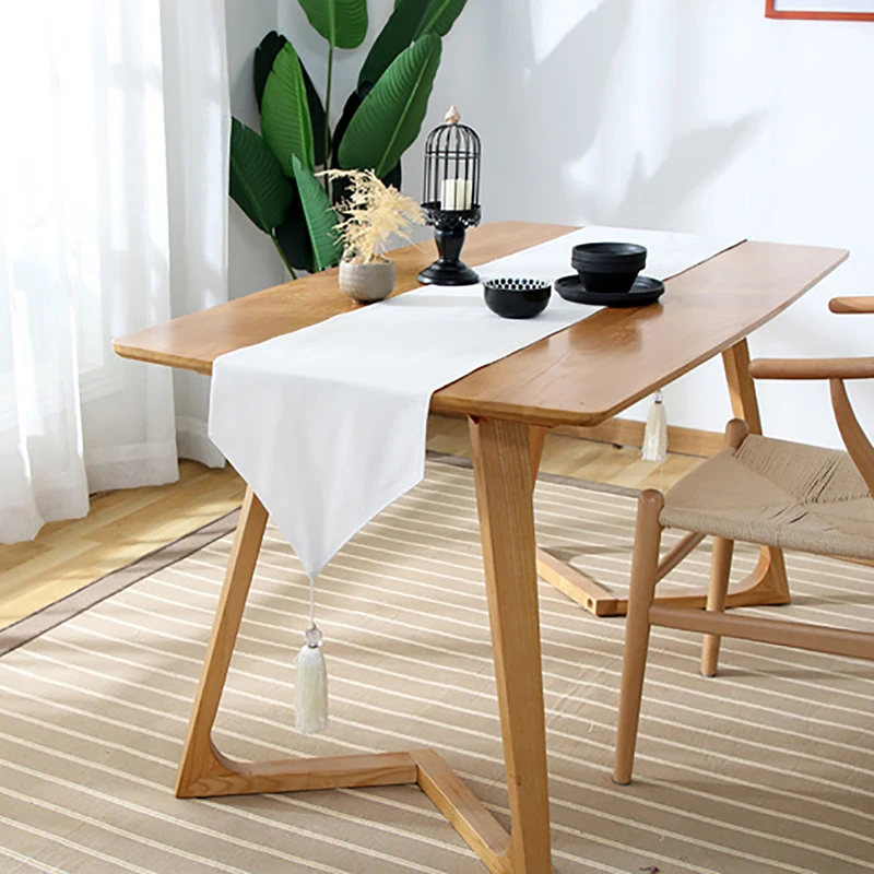 En enkel, Moderne Solid Hvid/sort bordløbere Kvast Dekorative Bomuld bordløber Til Møbler Dække Te Tabel Hjem Tekstil