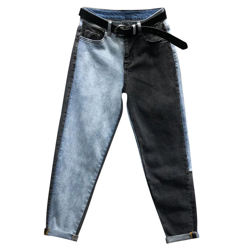 Plus størrelse 26-31! Patchwork Jeans Kvinder med Høj Talje Denim Lange Bukser For Kvinder Mode lige fødder jeans