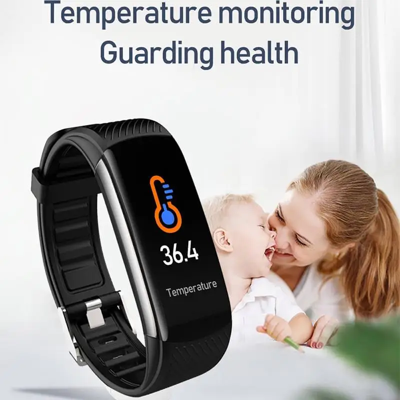 C6T Smart Armbånd Ure kropstemperatur Armbånd IP67 Vandtæt Sove Overvåge Fitness Sundhed Tracker Bluetooths Smartband