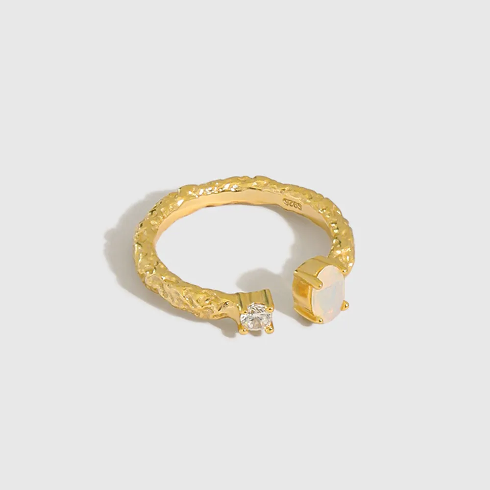 Kikichicc 925 Sterling Sølv Guld Opaler Resizable Ring Luksus Kvinder Mode Crystal Kvinder Krystal Smykker Zircon CZ Weddin