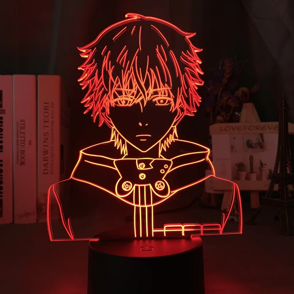 Animationsfilm i 3D Led Nat Lys Tokyo Ghoul Ken Kaneki Ansigt Vågelampe til Læsning, Rum Udsmykning Lys Gave til Fødselsdag bordlampe