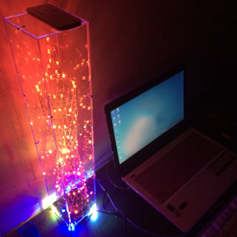 Farverig LED Tower DIY Kits Lampe Display Elektronisk Musik Spektrum Lodning Infrarød Fjernbetjening/WIFI APP/Bluetooth Gave