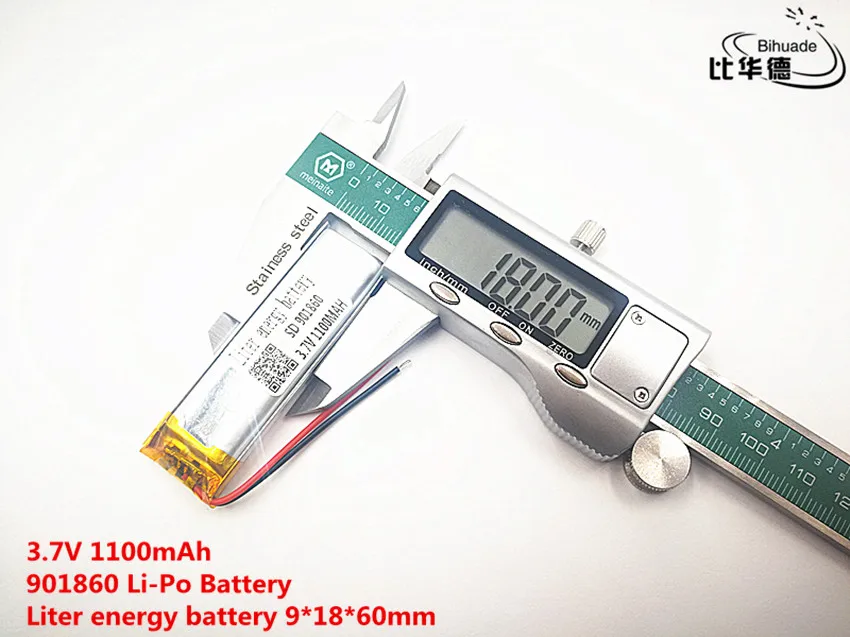 God Qulity 3,7 V,1100mAH,901860 Polymer lithium-ion / Li-ion batteri til TOY,POWER BANK,GPS,mp3,mp4