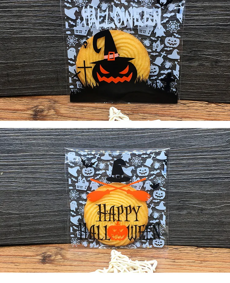 Halloween Selvklæbende Tætning pakning af tasker ,opp emballage taske, Cookies Tasker til Fest Dekoration 100pcs/masse