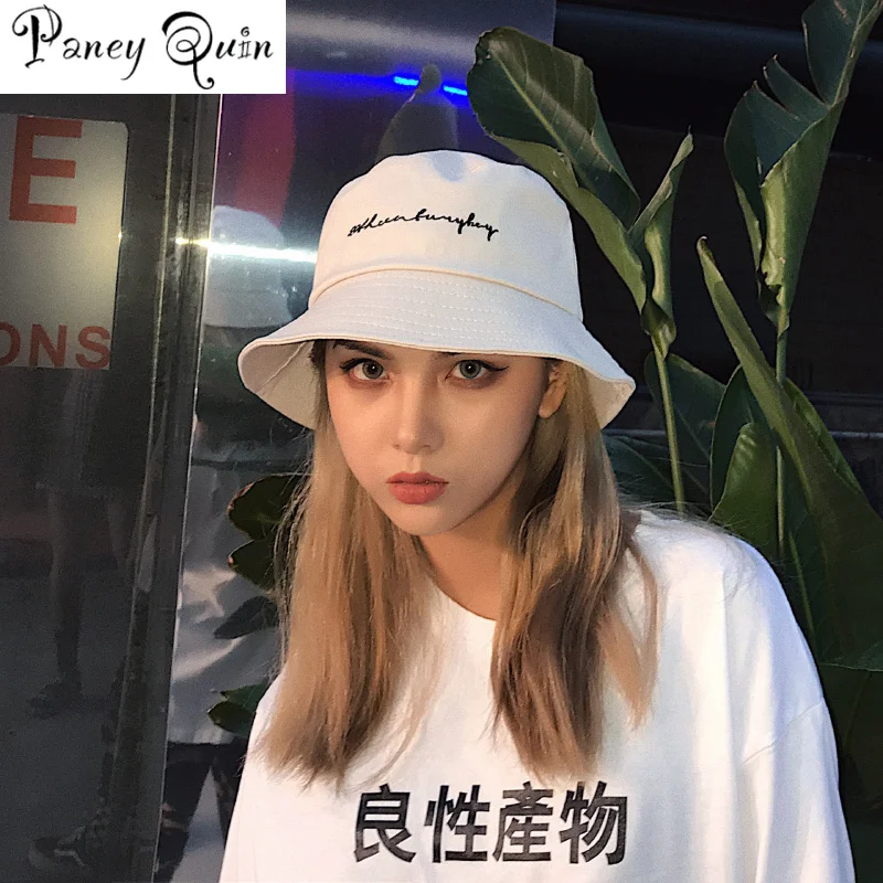 Mænd Kvinder Spand Hatte Japan Harajuku Breve Udskrive Streamers Sort Print Mønster Bucket Hat Til Kvinder, Mænd, Par, Sommer, Sol Hat