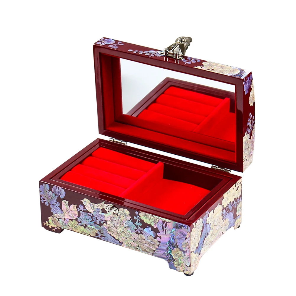 Luotian Lak Shell Smykker Box Beholder Bryllup Smykker, Kasser Af Træ Tilfælde Opbevaringsboks Arrangør Kvinder Gaveæske Indehaver