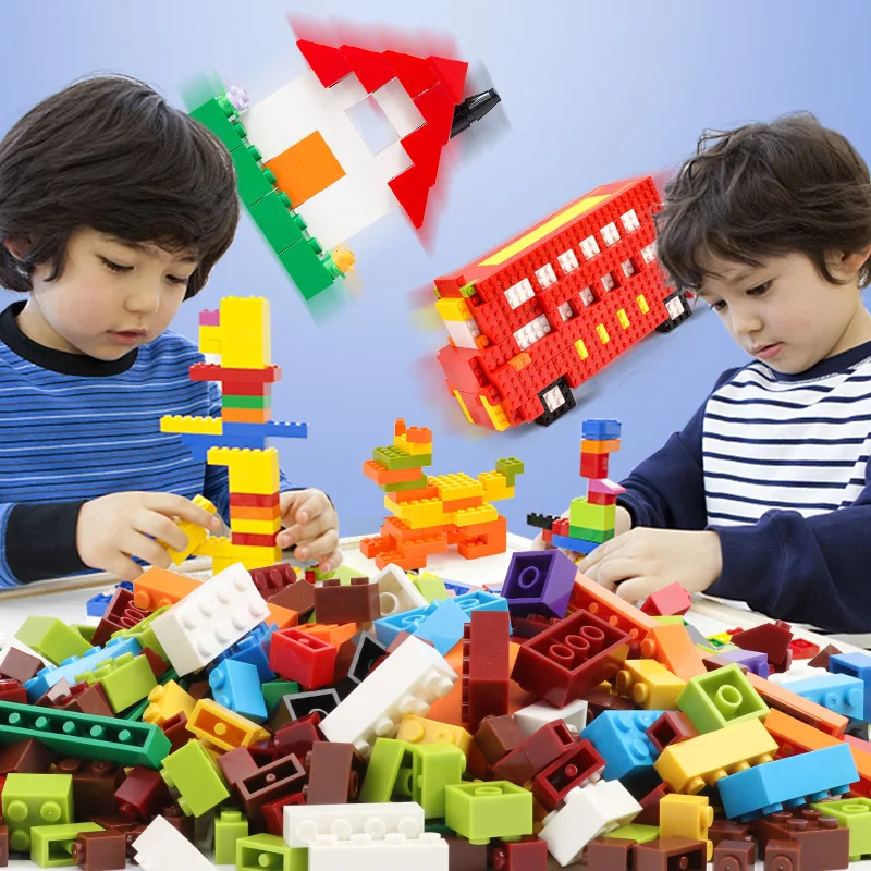 300-1000Pcs Farverige Bulk Mursten Bygning Tilbehør Uddannelsesmæssige DIY byggesten Kompatibel Duploe Blok Legetøj For Børn