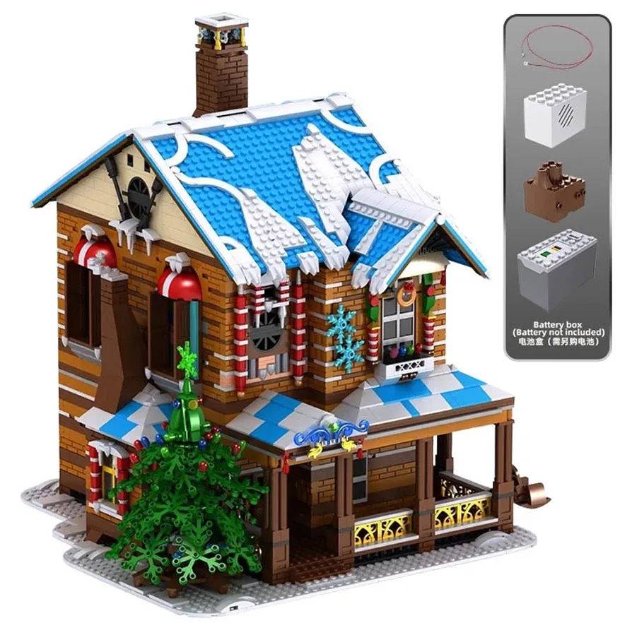 16011 Mould 3836pcs King Skaberen Glædelig Serien Jul:julen Bygge Hus, Legetøj Blokke Model Mursten Sæt Med Lys Mursten