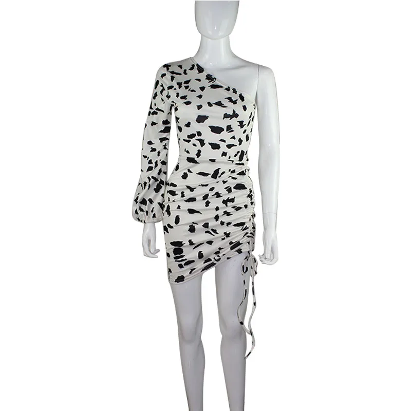 2020 Ene Skulder Leopard Kjole Kvinder Mode Print Bandage Jakke Part Kvinder Kjoler Streetwear Slank Udstyr Vestidos Kvindelige
