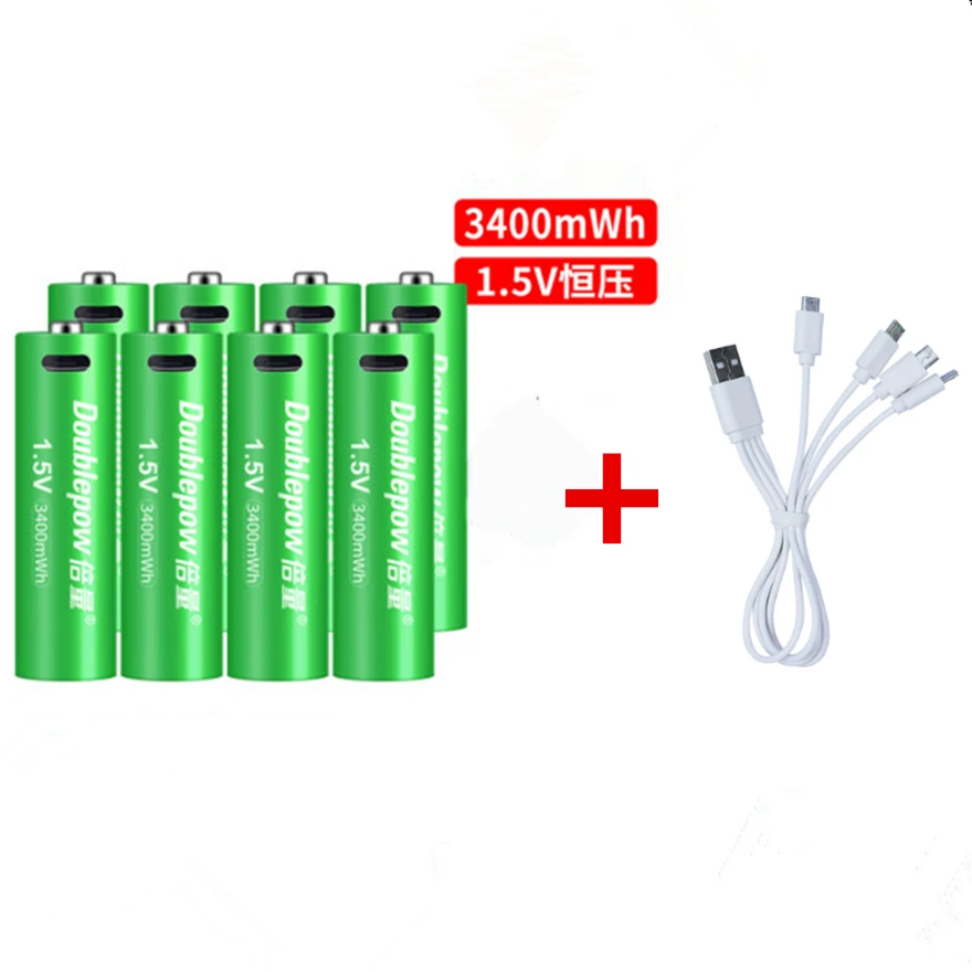 Nye 1.5 V AA genopladelige batteri 3400mWh USB-genopladelige lithium batteri hurtig opladning via Mikro-USB-kabel