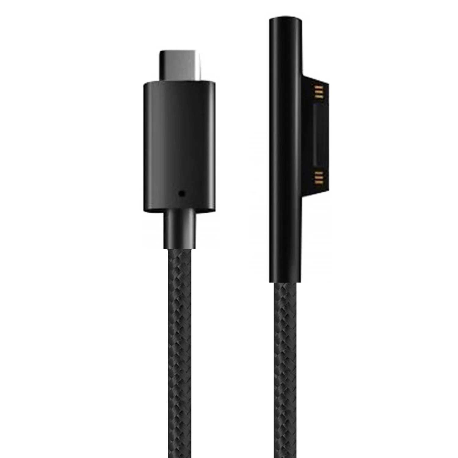 Besegad 1,5 m 15V Sort Nylon Vævet USB Type-C-Strømforsyning Oplader Adapter Kabel Ledning til Microsoft Surface Pro 6 5 4 3 Tablet