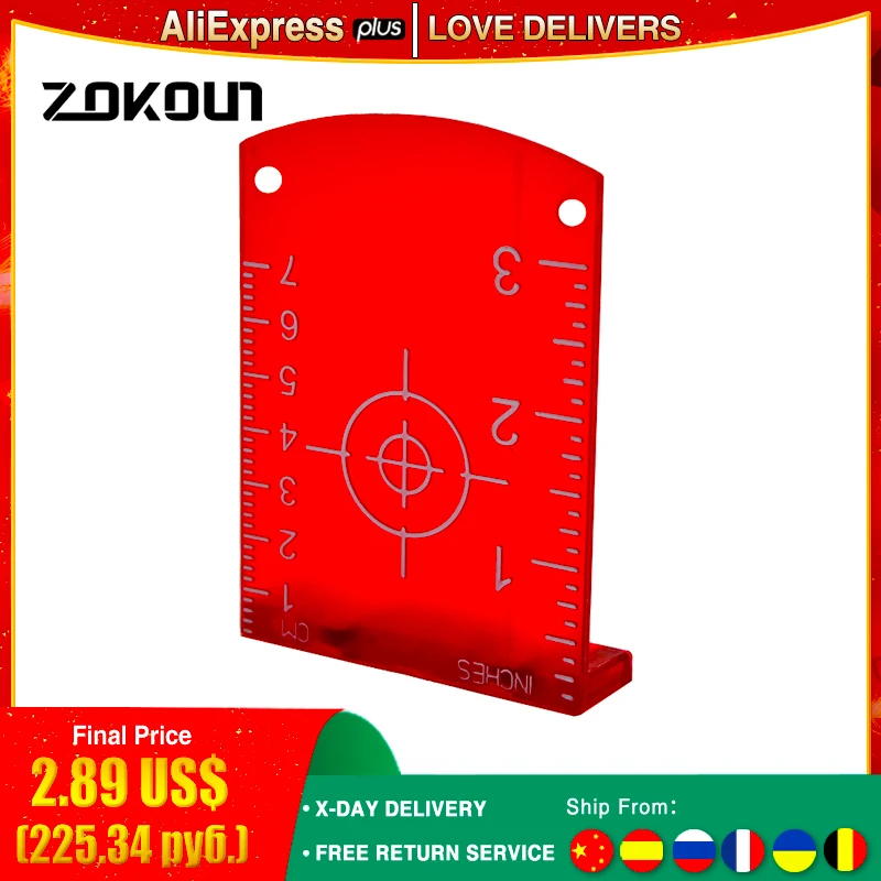 Zokoun rød stråle horisontale og vertikale laserlinjer laser target bord plade