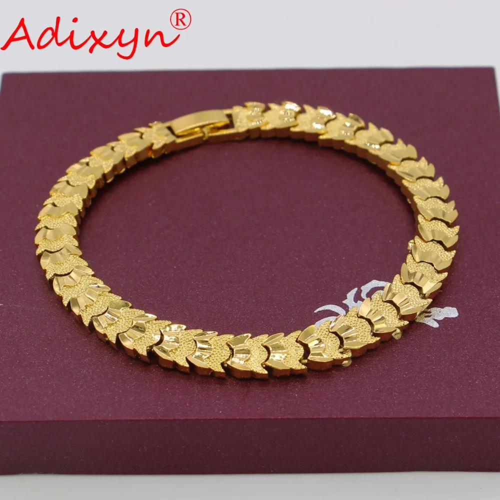 Adixyn 21CM Mænd, Armbånd Guld Farve Dubai Armbånd Til Kvinder, Trendy Hånd Kæde Etiopiske Smykker Afrika/Arabiske Gaver N050711