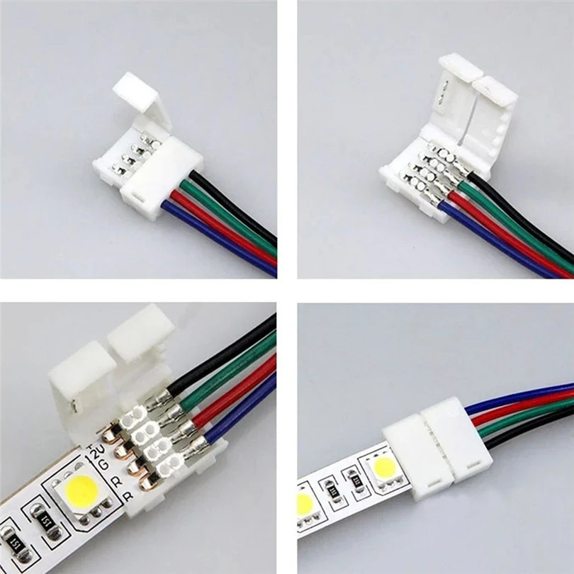 10 Stk 10mm 4-Pin Mand Kvinde PCB-Stik Kabel Til RGB 5050 LED Strips 3528 Kontrol Kabel til led strip lights bånd bånd 20
