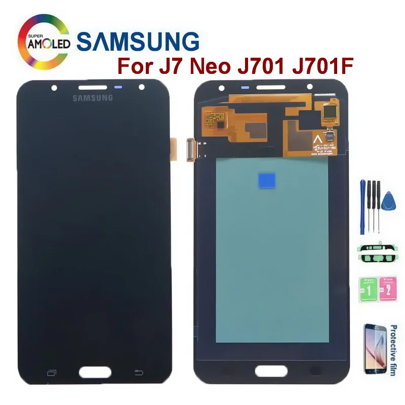 Super AMOLED LCD-For Samsung Galaxy J7 Neo J701F SM-J701 J701M J701T Skærm Touch screen Digitizer Assembly for J701 LCD-Skærm