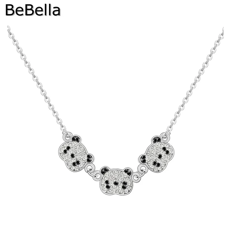 BeBella søde 3 pandas charme og kæde halskæde lavet med det tjekkiske krystal til piger Julegave