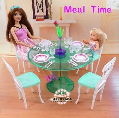 Nye DIY-toy køkken tabel til 1/6 dukke møbler dress up doll house køkken tilbehør til barbie