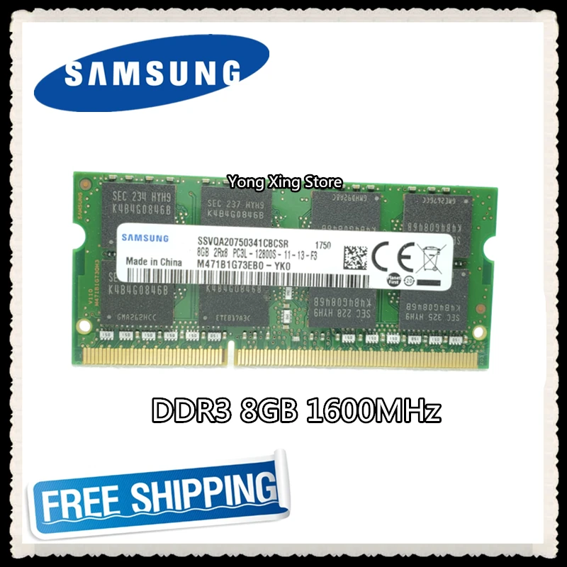 Samsung 8GB DDR3 1600MHz Laptop hukommelse PC3L-12800S bærbare RAM-12800 8G 1.35 V computeren dele sodimm