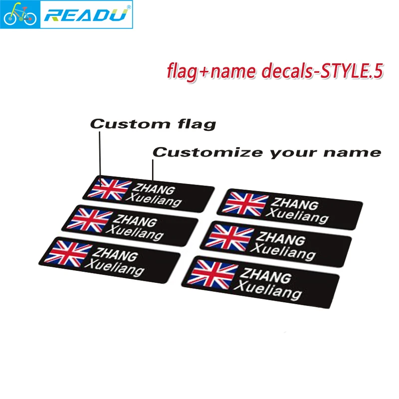 Cykel-road cykel stel nationale flag navn klistermærker custom cykel klistermærker brugerdefinerede rytter id decals style 5