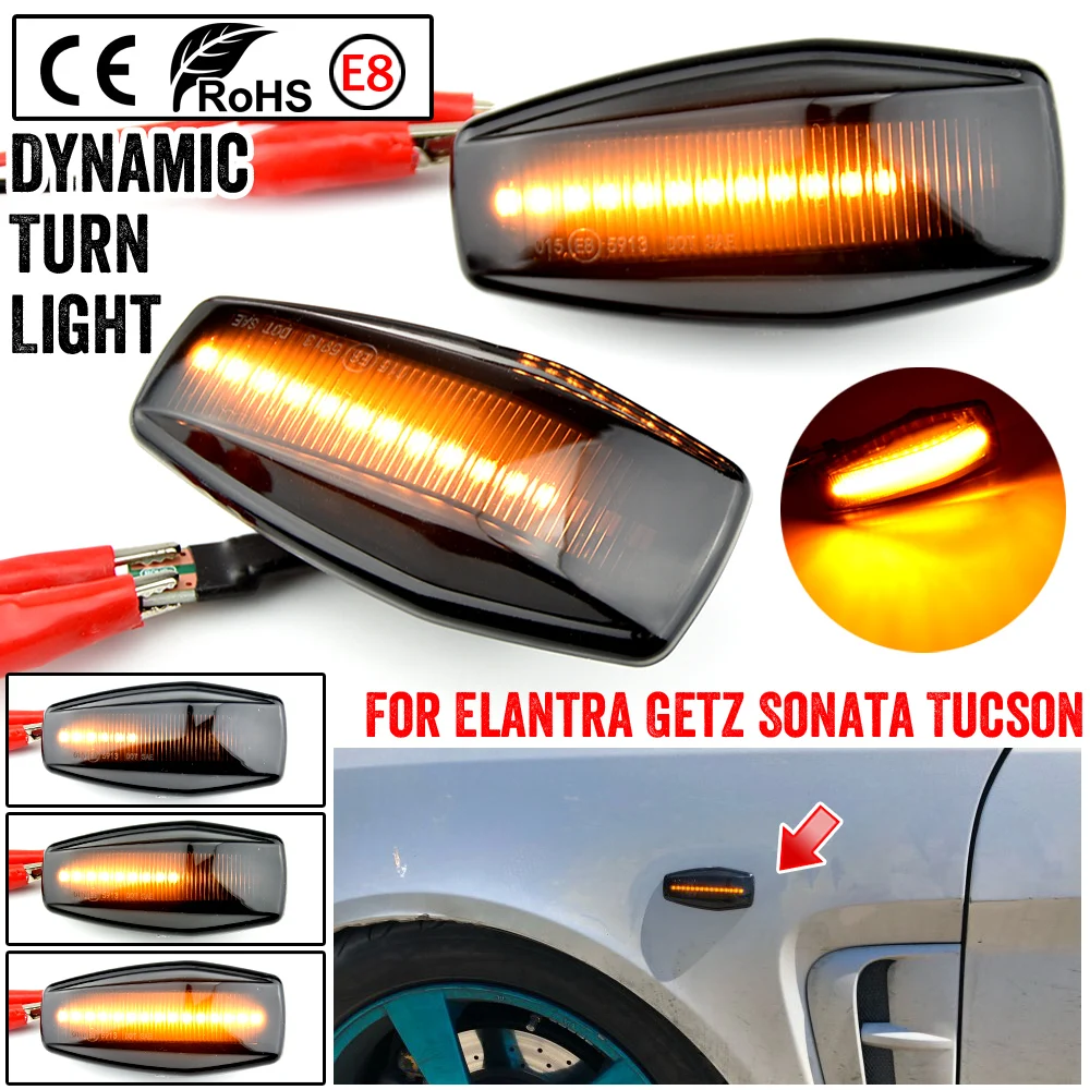 2stk For Hyundai Strømmende Vand Indikator-LED sidemarkeringslygter blinklys Lys For Elantra Getz Sonata XG Terracan Tucson