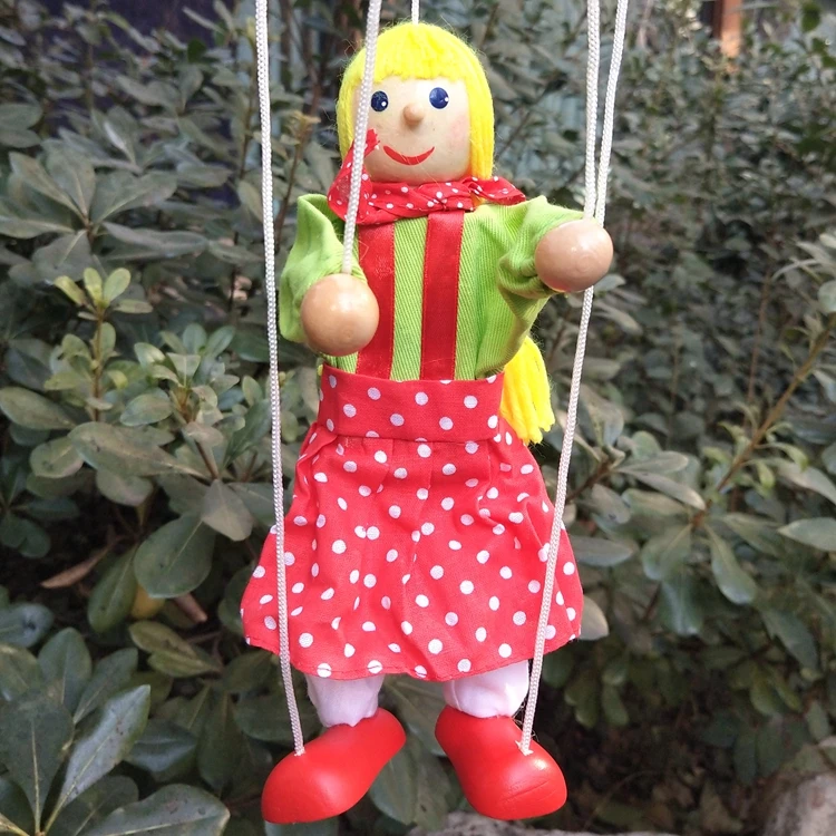 Nye Sjove Toy Træk Streng Puppet Lille Pige, Træ-Marionet Dukke Toy Fælles Aktivitet Dukke