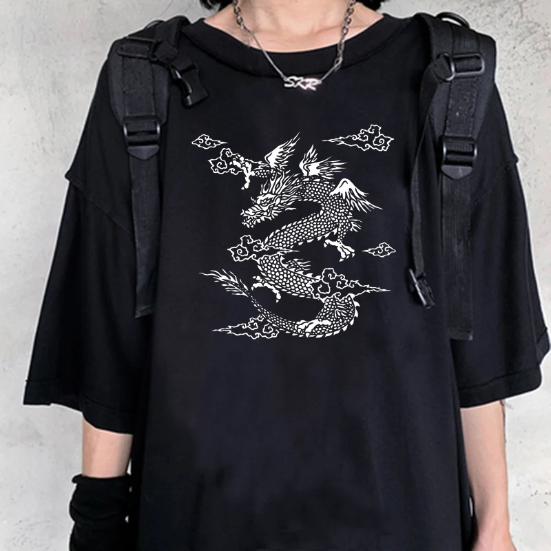 Bomuld Dragon femme tøj streetwear hiphop kvinder t-shirt koreansk stil Harajuku y2k toppe droppe gotiske Oversize graphic tee