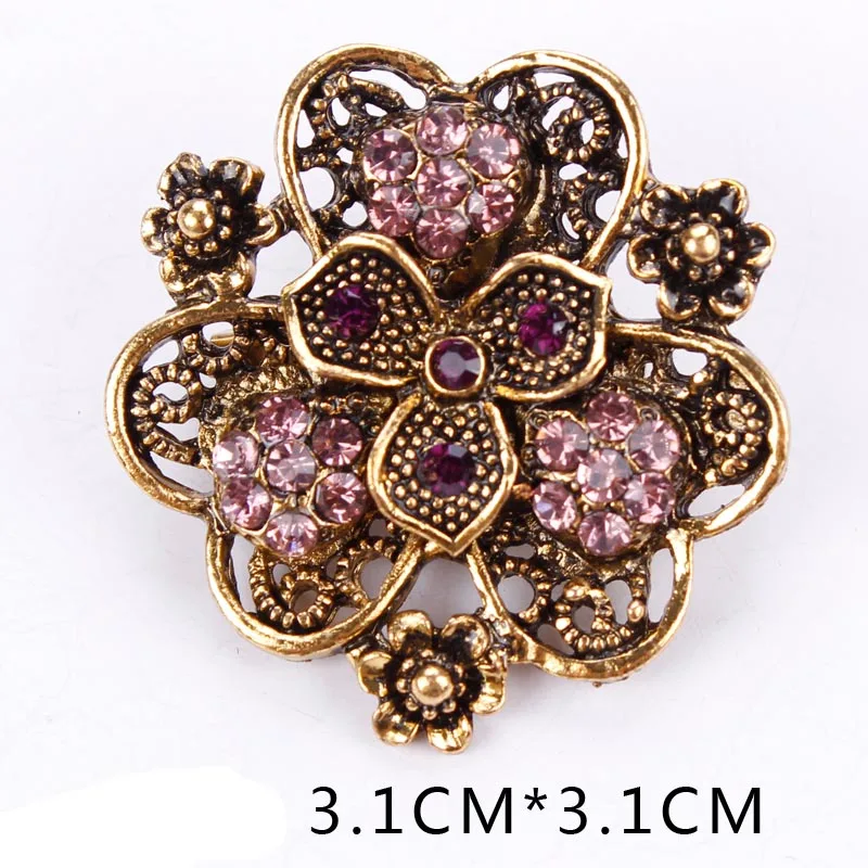 Baiduqiandu 10STK Engros Antik Guld Farve Forgyldt Crystal Rhinestones Diamante Vintage Blomst Lille Broche Pin-kode