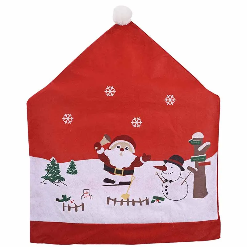 Stol Dække Middag spisebord Santa Claus, sne mand, Red Cap Ornament Stol Tilbage Dække Jul Hjem Tabel Dekoration 50*60cm