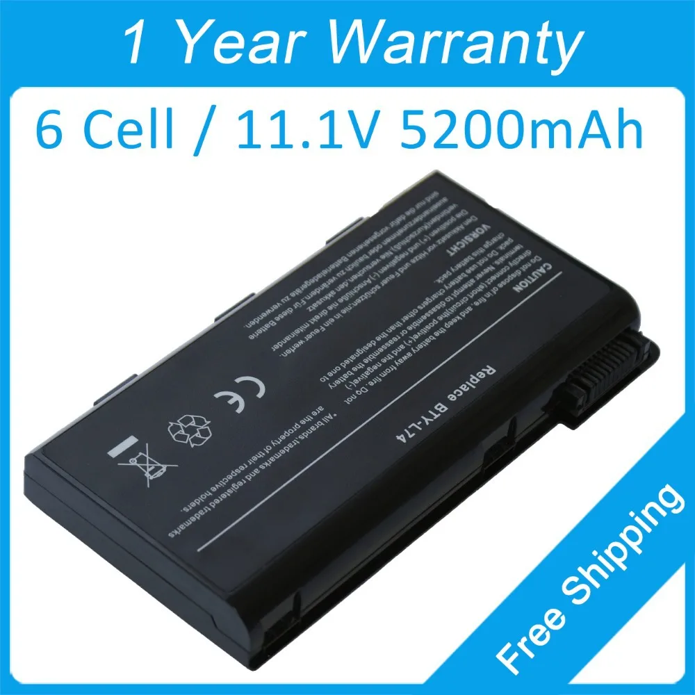 6 cell laptop batteri BTY-L74 for msi A5000 A6000 A6005 A6200 A6203 A6205 A7005 A7200 CR500 CR600 91NMS17LD4SU1 957-173XXP-101