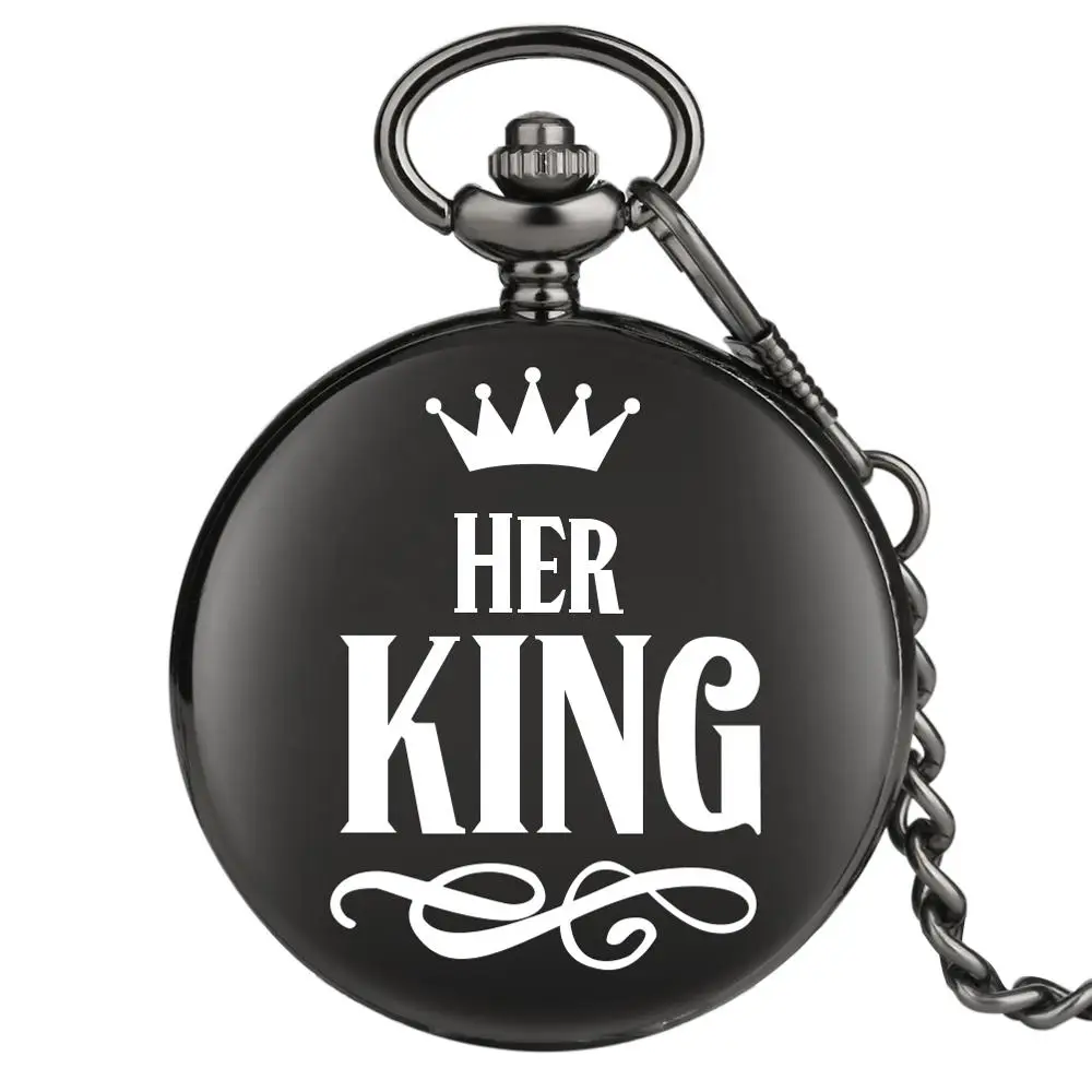 Hendes King/Hans Dronning Mønster Vise Mænd Kvinder Quartz lommeur Par Arabertal Kæde Ur Souvenir Gaver til Mænd, Kvinder