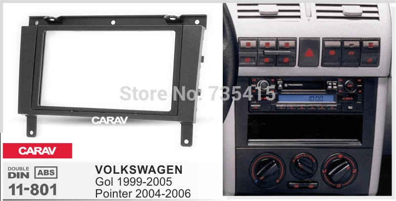 Dobbelt Din Fascia for VOLKSWAGEN Gol 1999-2005; Pointer 2004-2006 Stereo Panel Dash Kit