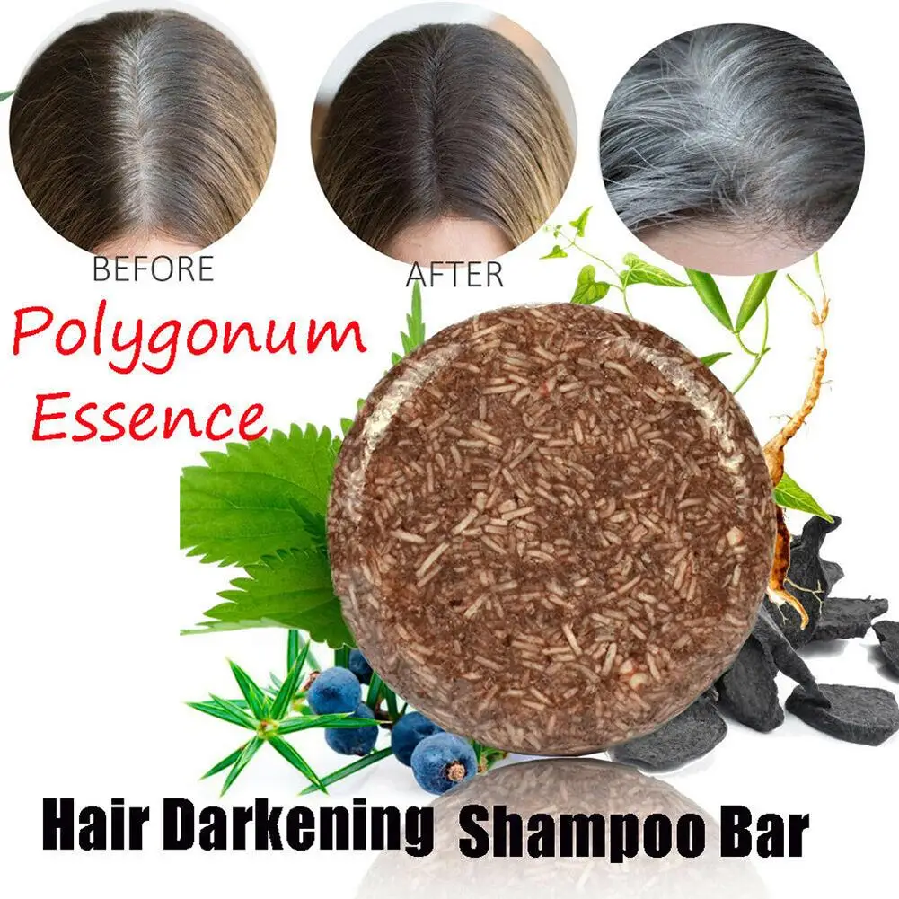 60g Polygonum Essensen Hår Mørkere Shampoo Bar Sæbe Naturlige Organiske Milde Formel Hår Shampoo Grå Hår Omvendt Hair Cleansing