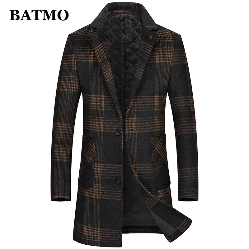 BATMO 2020 nye ankomst efterår&vinter uld trench coat mænd,mænds plaid i uld frakke,plus-størrelse M-5XL 2975