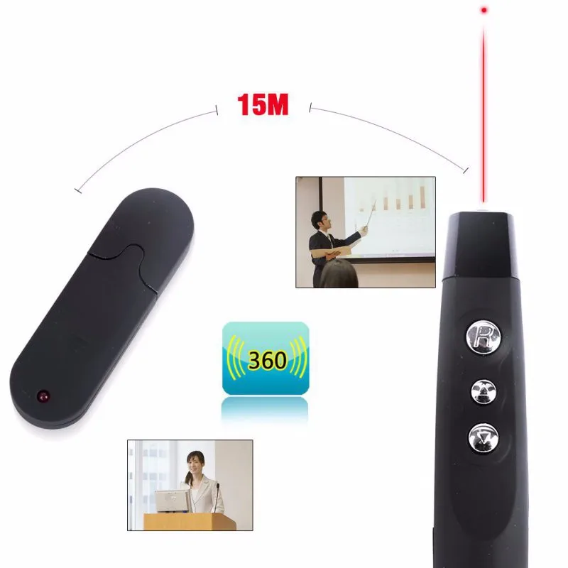 Wireless Presenter USB-Lære-laser-Pointer PPT Fjernbetjening Power Point Fjernbetjening Klip-Pen Demo-Pen