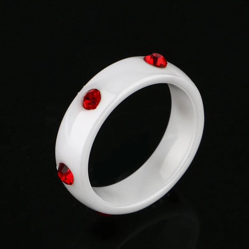 2018 Ringe Keramiske Unikke Røde Sten Ring, 6mm Bredde Sort Hvid Ring For Kvinder Engagement Jubilæum Ring Smykker Mode