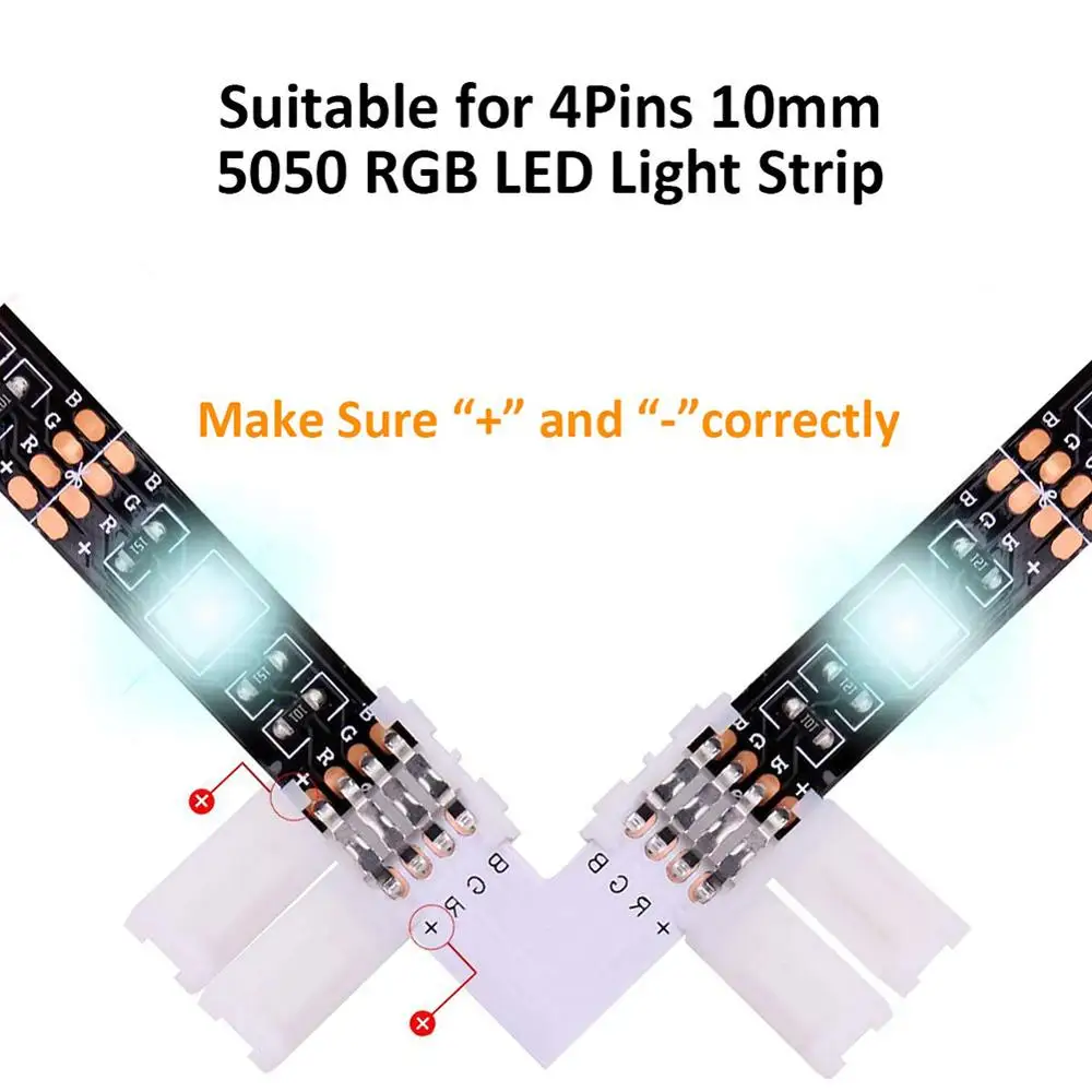 35pcs 4 Pin L form led rgb-stik Til tilslutning hjørne højre vinkel 5050 RGB LED Strip Light