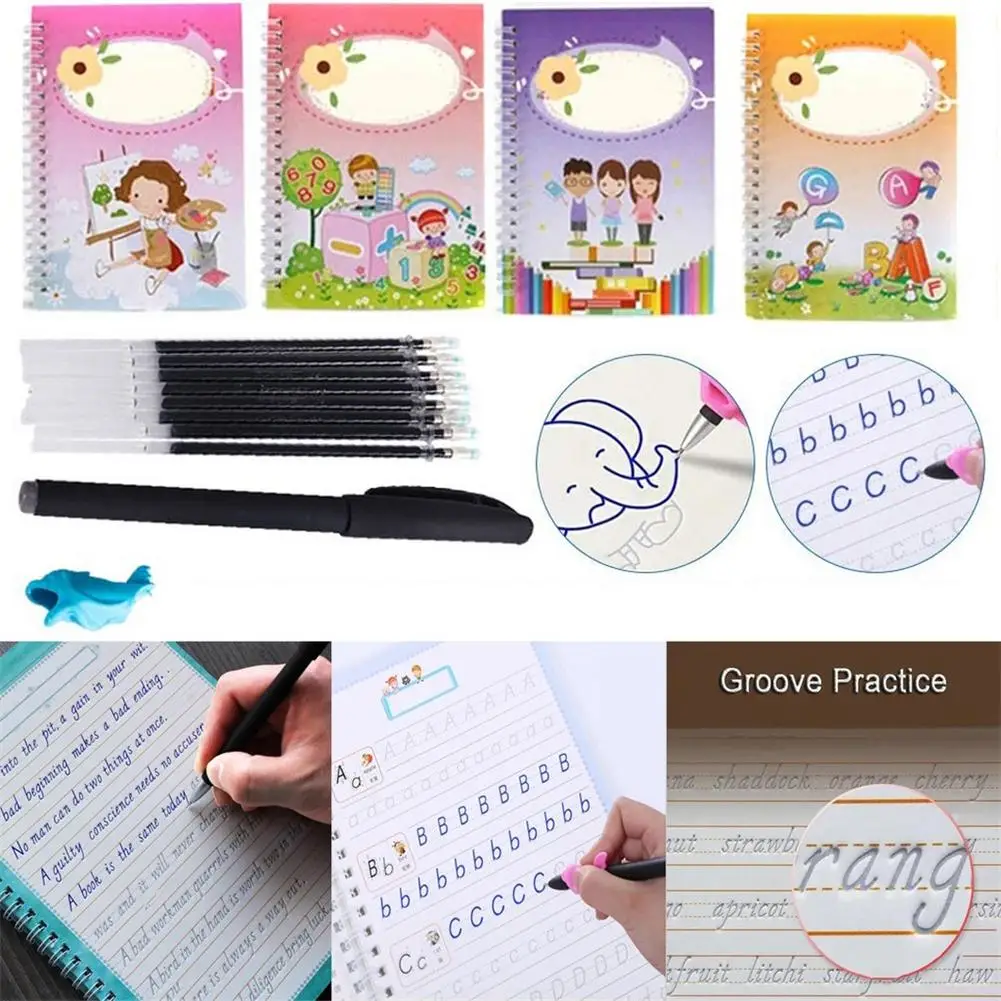 Praksis Skrivebog Bord 4 Håndskrift Kopibøger Med 1 Usynligt Blæk Pen Til Børn Børn Regelmæssig Script Med Tal