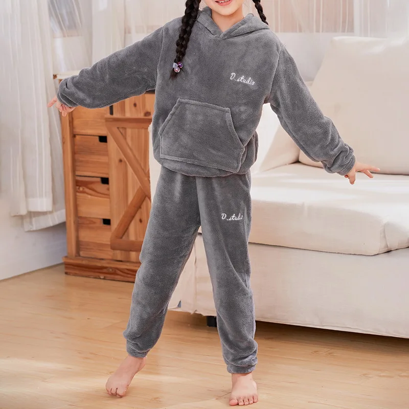 CYSINCOS Forår Vinter Børns Coral Fleece Børn pijamas Homewear Drenge Piger Børn Fleece Pyjamas Varmt Flannel Nattøj